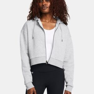 EUC Under Armour Rival Fleece Women’s Crop Zip-Up Hoodie in Heather Grey Size S
